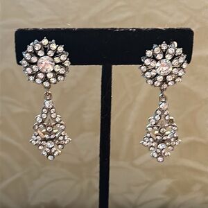 Vintage Statement Drop Crystal Clip-on Earrings